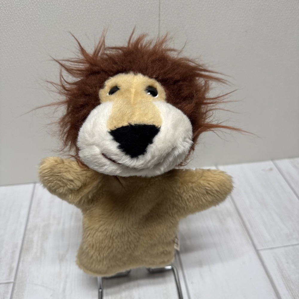 Vintage 1970s Animal Fair Beige Brown Lion Hand Puppet Plush 12"